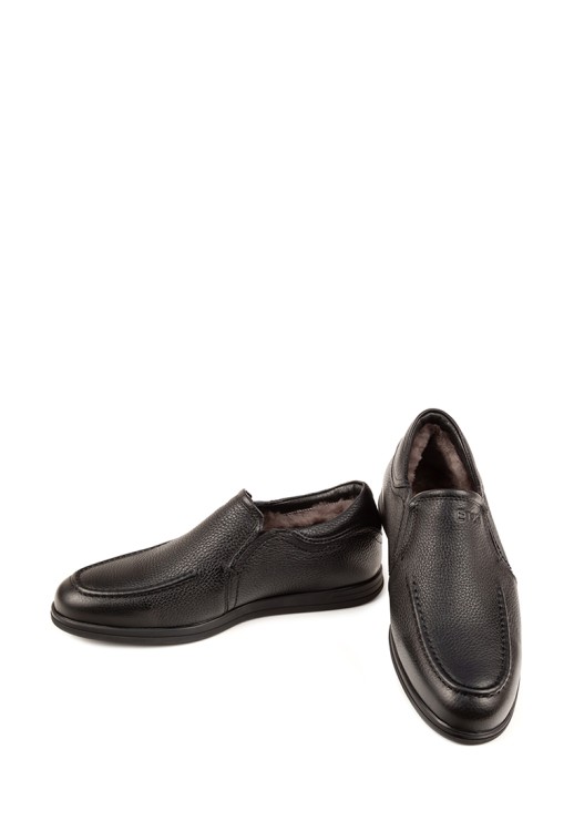 Слипоны Etor 19897 черные с мехом