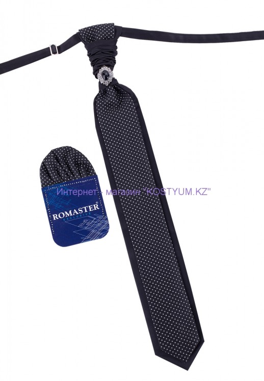 Мужское жабо с платочком чёрное