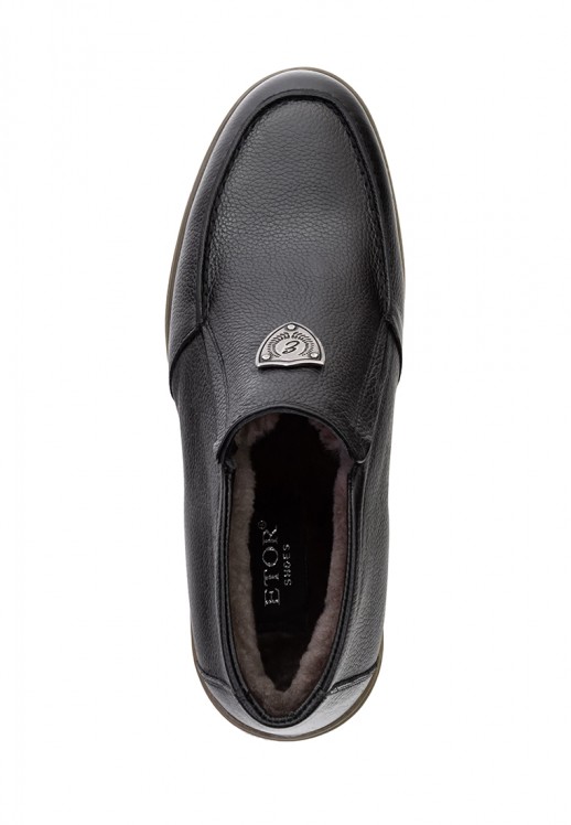 Слипоны Etor 17760 черные с мехом
