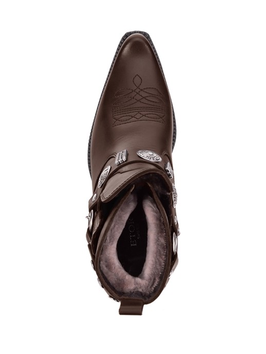 Казаки Etor 63-007 коричневые с мехом