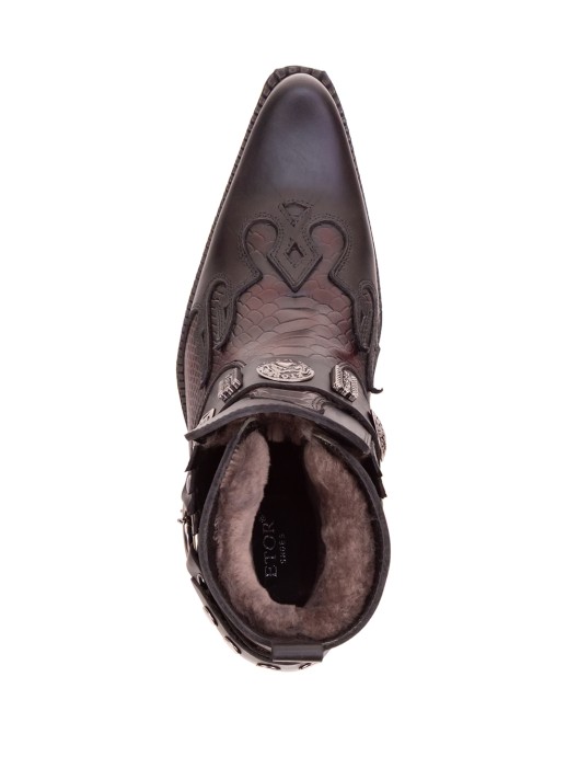 Казаки Etor 6654 черные с мехом