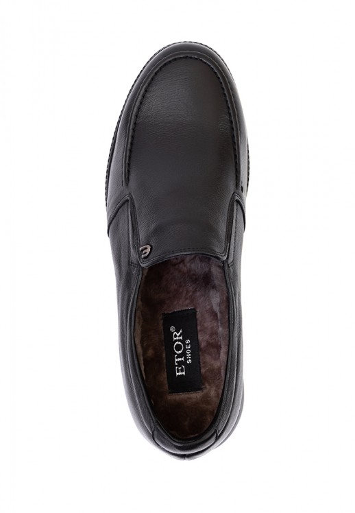 Мокасины Etor 16704-405 чёрные с мехом