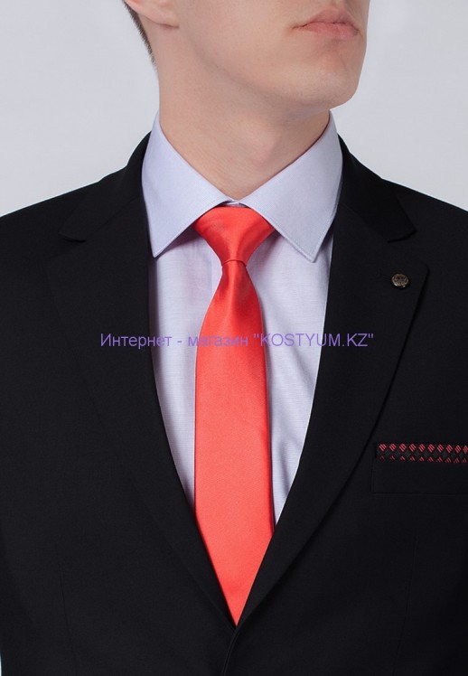 Мужской галстук красный однотонный