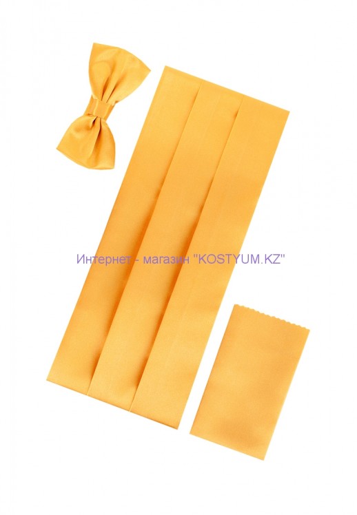 Комплект камербанд с бабочкой и платочком жёлтый