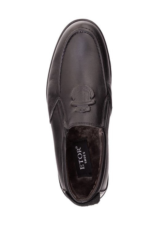 Слипоны Etor 18366-856 черные с мехом