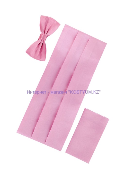 Комплект камербанд с бабочкой и платочком розовый