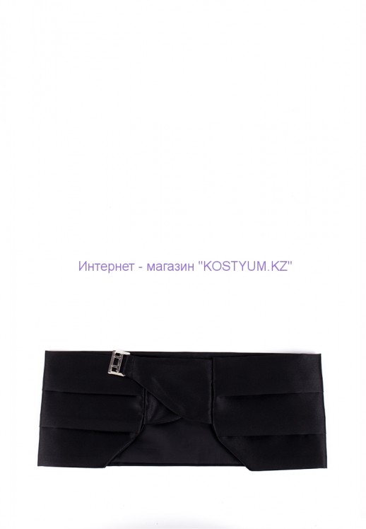 Комплект камербанд с бабочкой и платочком чёрный