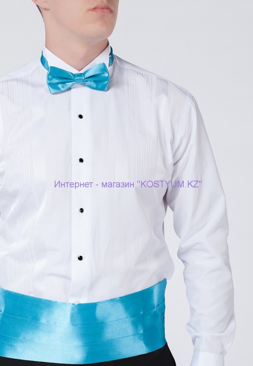 Комплект камербанд с бабочкой и платочком бирюзовый