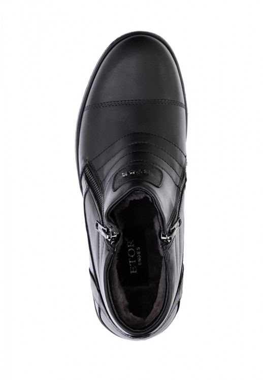 Слипоны Etor 8745-828 чёрные с мехом