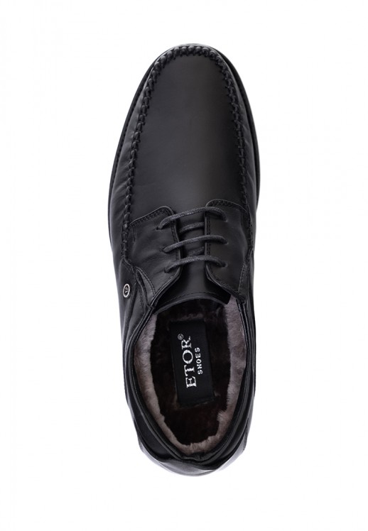 Мокасины Etor 17118-875 чёрные с мехом