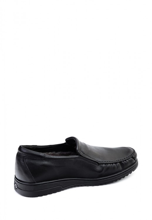 Мокасины Etor 15774 чёрные с мехом